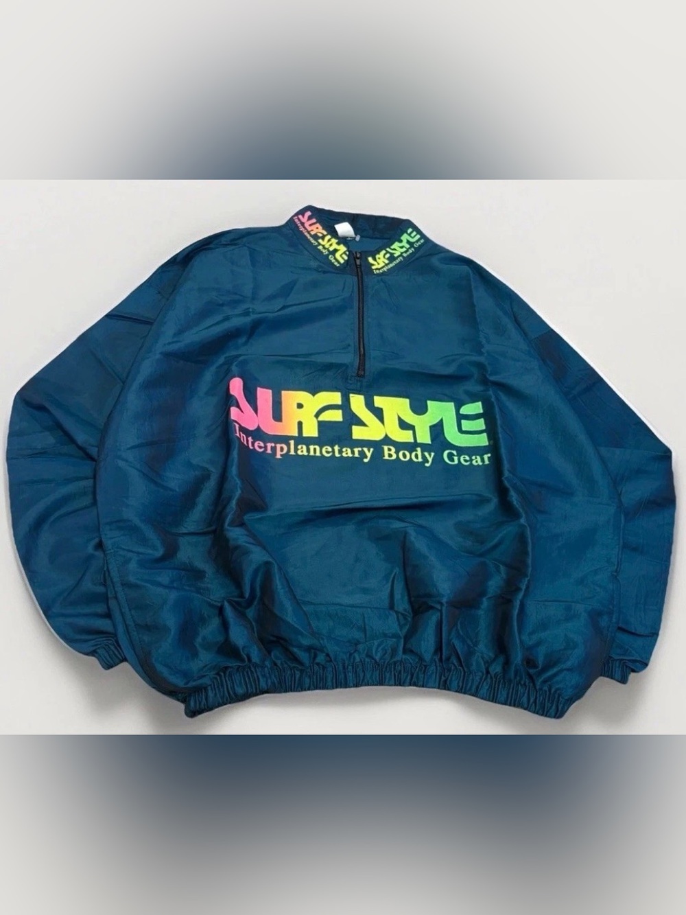 Vintage 90s Surf Style Windbreaker Pullover Rainbow Neon Interplanetary BodyGear